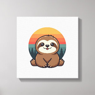 Impressão Em Tela Ilustração de Preguiça Vintage Arte de Animal Retr