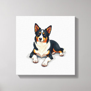 Impressão Em Tela Ilustração de retrato de Border Collie Tricolor Vi