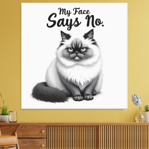 Impressão Em Tela Ilustração de Rosto de Gato Engraçado – Arte de Ga