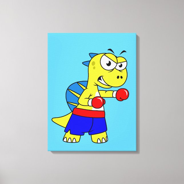 Impressão Em Tela Ilustração De Um Boxing De Espinossauro. (Frente)