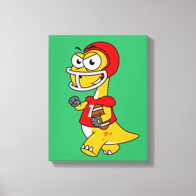 Impressão Em Tela Ilustração De Um Brontossauro Jogando Futebol. (Frente)