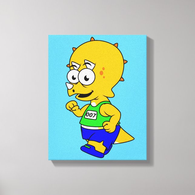 Impressão Em Tela Ilustração De Um Corredor De Tricerátops. (Frente)