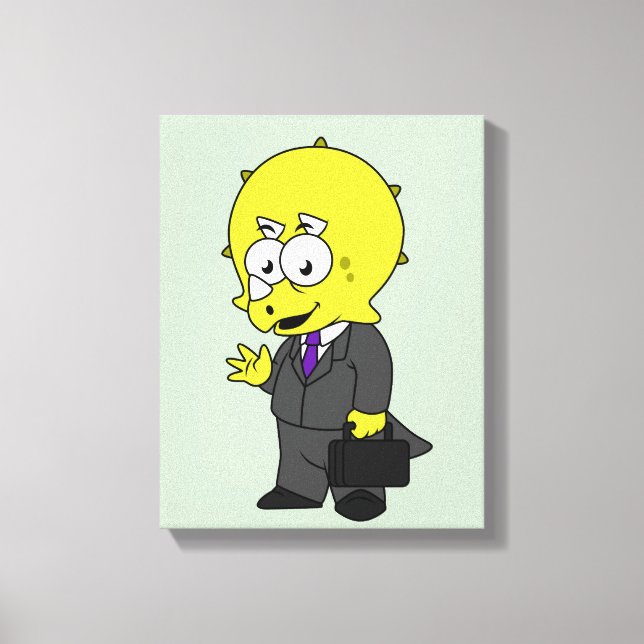 Impressão Em Tela Ilustração De Um Empresário Tricerátopo. (Frente)