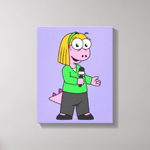 Impressão Em Tela Ilustração De Um Repórter De Notícias Do Allosauru