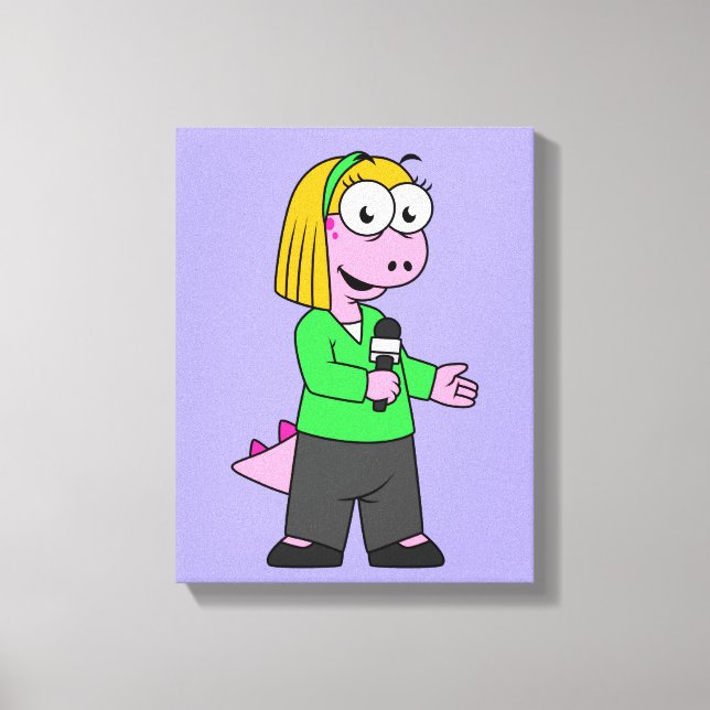 Impressão Em Tela Ilustração De Um Repórter De Notícias Do Allosauru (Frente)