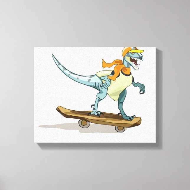 Impressão Em Tela Ilustração De Um Skate De Raptor. (Frente)