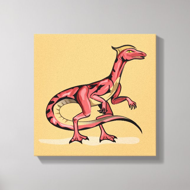 Impressão Em Tela Ilustração De Velociraptor. (Frente)