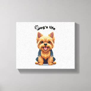 Impressão Em Tela Ilustração Divertida da Vida de Yorkshire Terrier