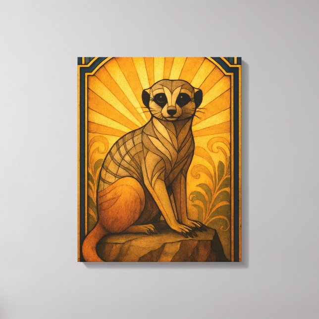 Impressão Em Tela Ilustração do Art Deco Meerkat (Frente)