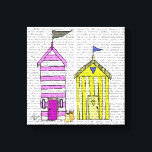 Impressão Em Tela Ilustração do Beach Huts 3<br><div class="desc">Costeira e tropical</div>