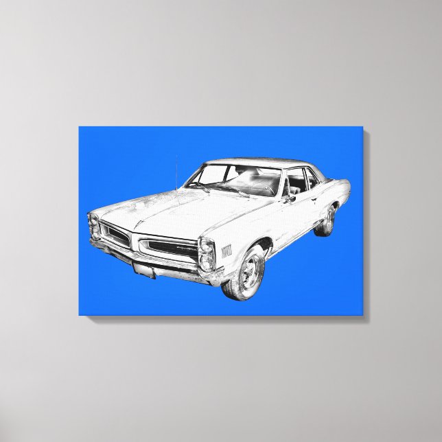 Impressão Em Tela Ilustração do Carro Pontiac Lemans 1966 (Frente)