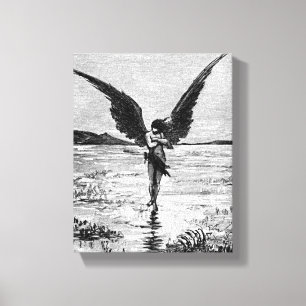 Impressão Em Tela Ilustração do Carvão do Anjo do Diabo da Satã 