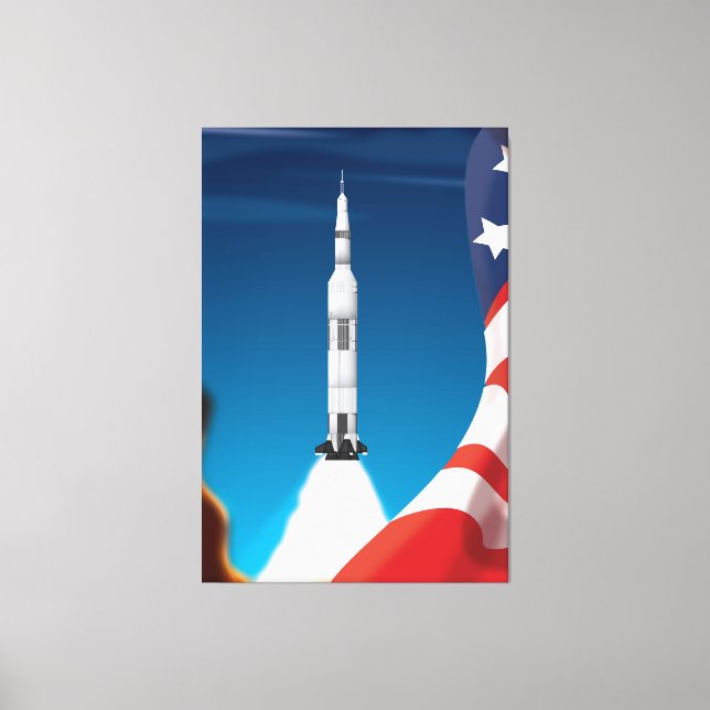 Impressão Em Tela Ilustração do foguete espacial Saturno 5 (Frente)