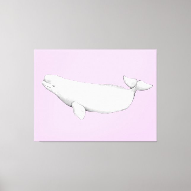 Impressão Em Tela Ilustração do Livro de Baleias Beluga, Cute Elegan (Frente)