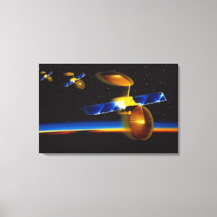 Impressão Em Tela Ilustração dos satélites sobre o horizonte da