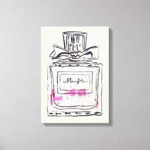 Impressão Em Tela Ilustração em aquarela de frasco de perfume da mod