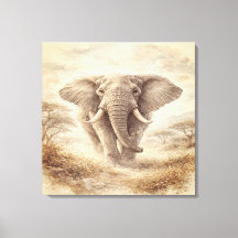 Ilustração em Aquarela do Majestoso Elefante Afric