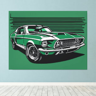 Impressão Em Tela Ilustração em Pop Art Lateral de Carro Esportivo V