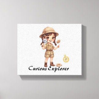 Impressão Em Tela Ilustração Gráfica de Menina Exploradora Chibi Fof