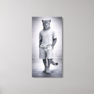 Impressão Em Tela Ilustração Minimalista de Streetwear de Leopardo-d