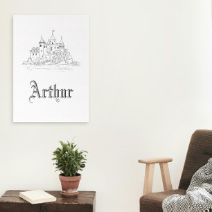 Impressão Em Tela Ilustração minimalista do castelo medieval venenos