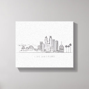 Impressão Em Tela Ilustração Minimalista do Horizonte de Los Angeles