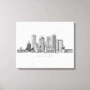 Impressão Em Tela Ilustração Minimalista do Skyline da Cidade de Bos