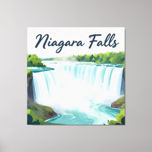 Impressão Em Tela Ilustração Paisagística Pintura das Cataratas do N