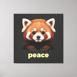 Impressão Em Tela Ilustração "Paz" de Panda Vermelho Fofo para Crian