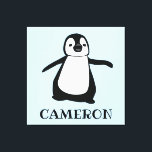 Impressão Em Tela Ilustração personalizada Penguin Bebê-berçário imp<br><div class="desc">Personalize esta canvas com o nome do bebê,  apresentando minha ilustração de pinguim branco e preto. Perfeito para uma creche de bebês moderna.</div>