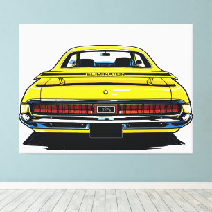Impressão Em Tela Ilustração Pop Art de Traseira de Carro Musculoso 