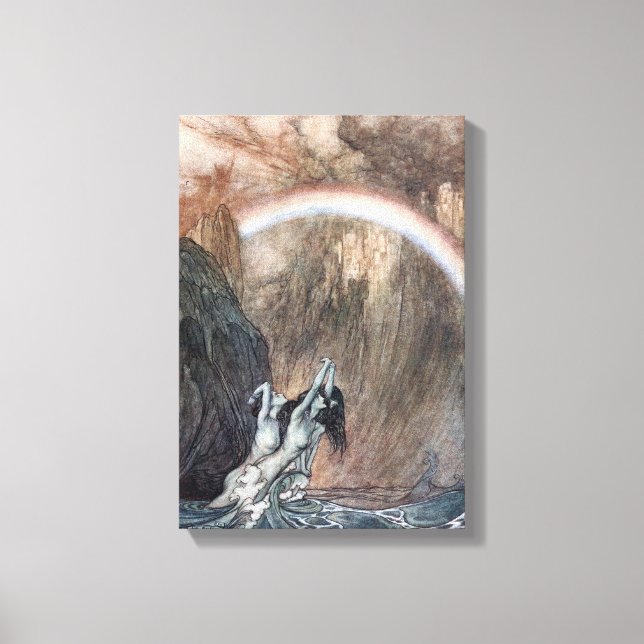 Impressão Em Tela Ilustração Vintage de Sereias (Frente)