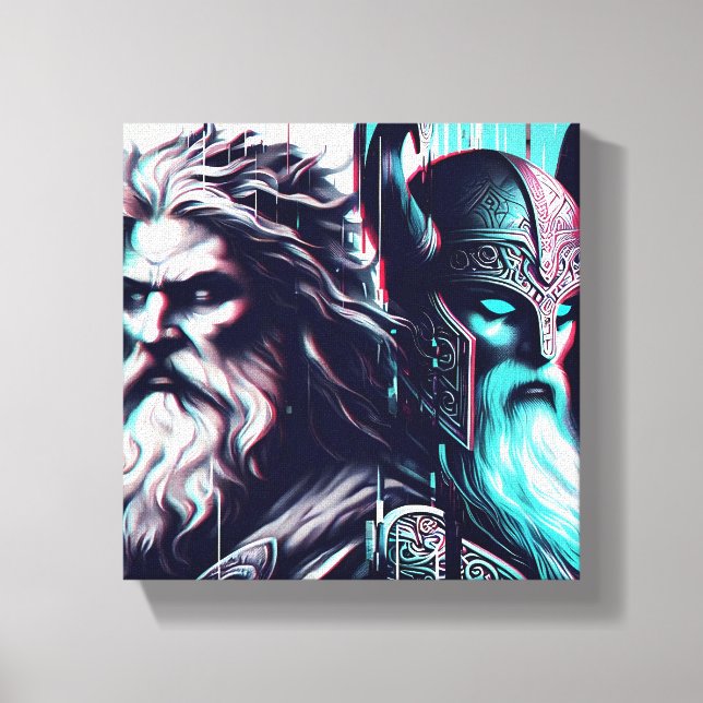 Impressão Em Tela image of the gods zeus and odin together (Frente)
