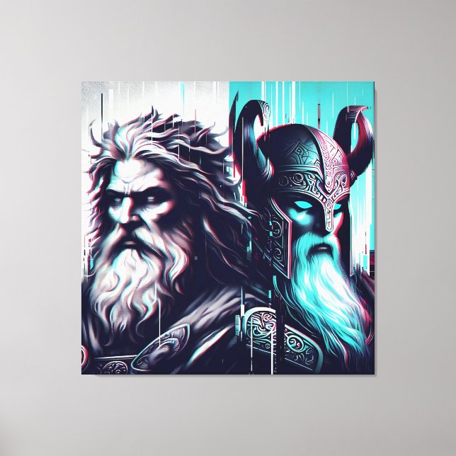 Impressão Em Tela image of the gods zeus and odin together (Frente)