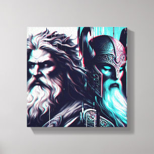 Impressão Em Tela image of the gods zeus and odin together