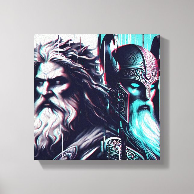 Impressão Em Tela image of the gods zeus and odin together (Frente)