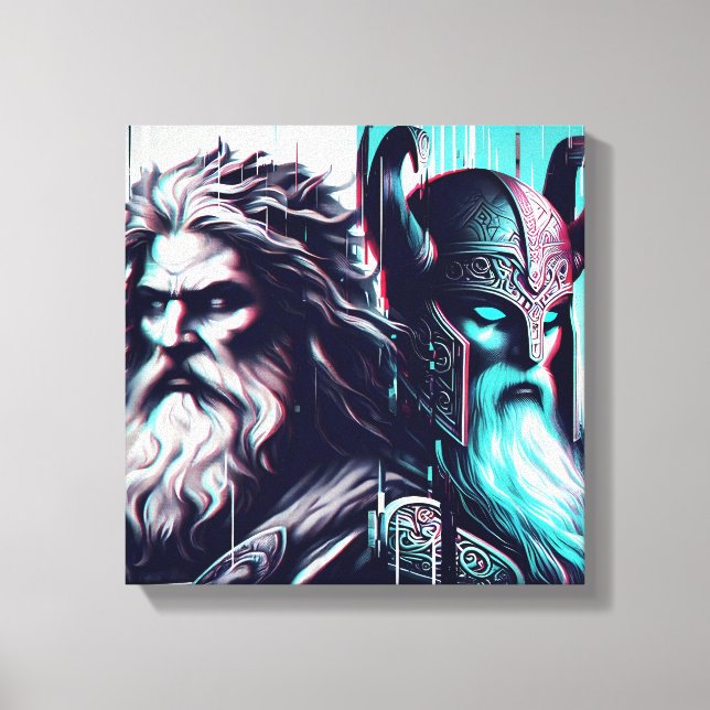 Impressão Em Tela image of the gods zeus and odin together (Frente)