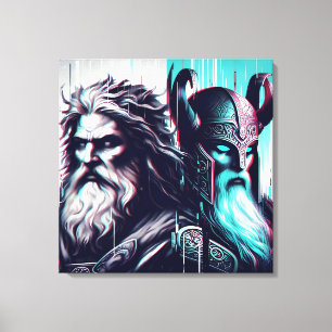 Impressão Em Tela image of the gods zeus and odin together