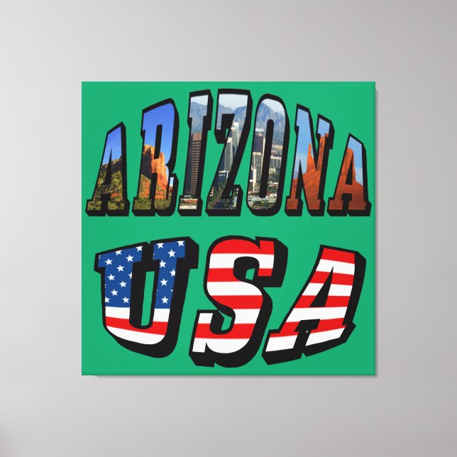 Impressão Em Tela Imagem de arizona e Texto de Sinalizador EUA (Frente)