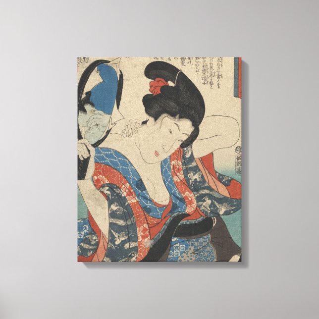 Impressão Em Tela Imagem de Vintage de Lady Japonesa Usando Espelho  (Front)