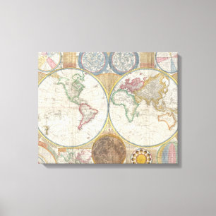Impressão Em Tela Imagem do Atlas do Mapa Mundial