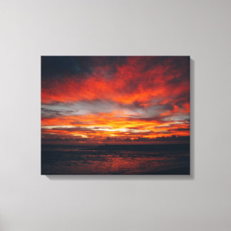 Impressão Em Tela Imagem do pôr do sol na praia em tela