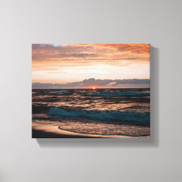 Impressão Em Tela Imagem do pôr do sol na praia em tela