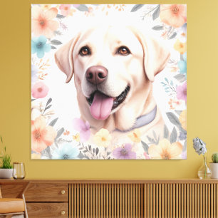 Impressão Em Tela Imagem Floral Whimsical Labrador Retriever