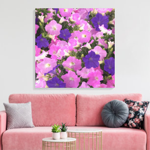 Impressão Em Tela Imagem fotográfica de flores cor-de-rosa e roxas d