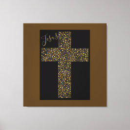 Impressão Em Tela Imagem Trendy Art Jesus Dourado Cross Brown