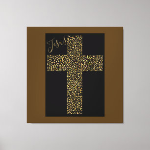 Impressão Em Tela Imagem Trendy Art Jesus Dourado Cross Brown