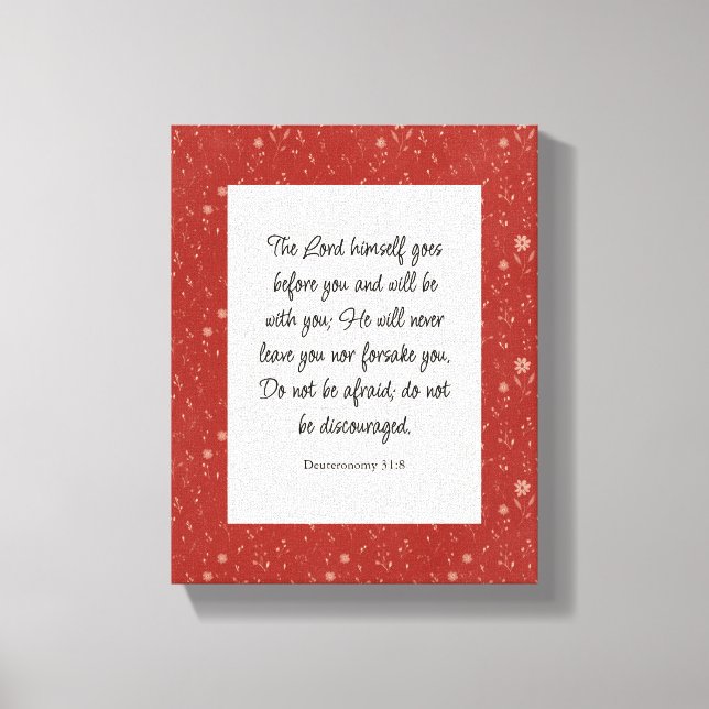 Impressão Em Tela Imagem Versa da Bíblia 31:8 Deuteronomy (Frente)
