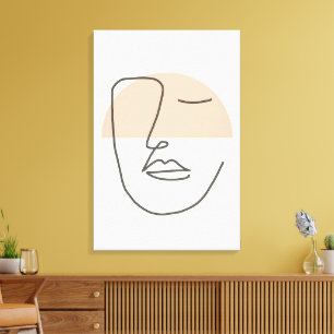 Impressão Em Tela Imobilidade em Linha – Rosto Abstrato Minimalista