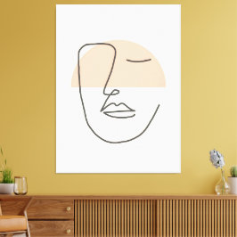 Impressão Em Tela Imobilidade em Linha – Rosto Abstrato Minimalista